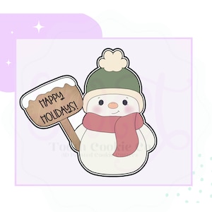 Snowman Cookie Cutter. Holiday Cookie Cutter. Winter Cookie Cutter. Happy Snowman Cookie Cutter. Xmas Cookie Cutter.Winter Hat Cookie Cutter