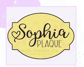 Sophia Plaque Cookie Cutter. Wedding Cookie Cutter. Vintage Shape Cookie Cutter. Basic Shape Plaque Cookie Cutter. Fondant Cutter.