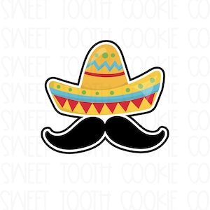 Sombrero Cookie Cutter. Fiesta Cookie Cutter. Cinco de Mayo Cookie Cutter. Mustache Cookie Cutter. Funny Cookie Cutter. Straw Hat Cookie