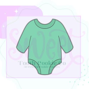 Long Sleeve Onesie Cookie Cutter. Baby Onesie Cookie Cutter. Onesie Cookie Cutter. Baby One Piece Shirt Cookie Cutter. Baby Shower Cookie