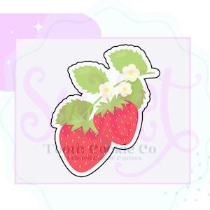 Strawberry Branch Cookie Cutter. Strawberry Cookie Cutter. Fruit Cookie Cutter. Berry Cookie Cutter. Fondant Cutter. Clay Cutter.
