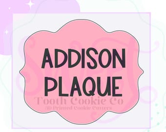The Addison Plaque Cookie Cutter. Wedding Plaque Cookie Cutter. Baby Shower Plaque Cookie Cutter.