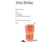 Dirty Shirley Cocktail - Modern Recipe Card - Digital Illustration