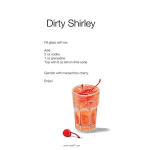 Dirty Shirley Cocktail - Scheda ricetta moderna - Illustrazione digitale