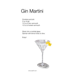 Gin Martini Cocktail - Modernes Rezept Print - Digital Illustration