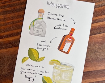 Margarita Cocktail Recipe Print - Digital Illustration