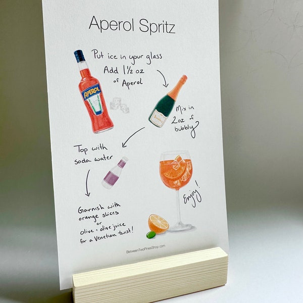 Aperol Spritz Cocktail Recipe - Digital Illustration - Aperol Spritz Sign