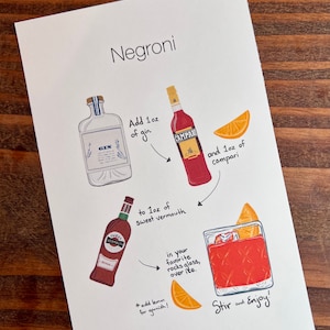 Ricetta cocktail Negroni - Illustrazione digitale