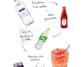 Dirty Shirley Cocktail Recipe - Digital Illustration