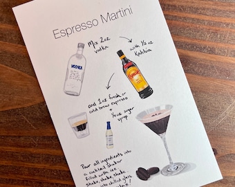 Espresso Martini Cocktail Card - Digital Illustration