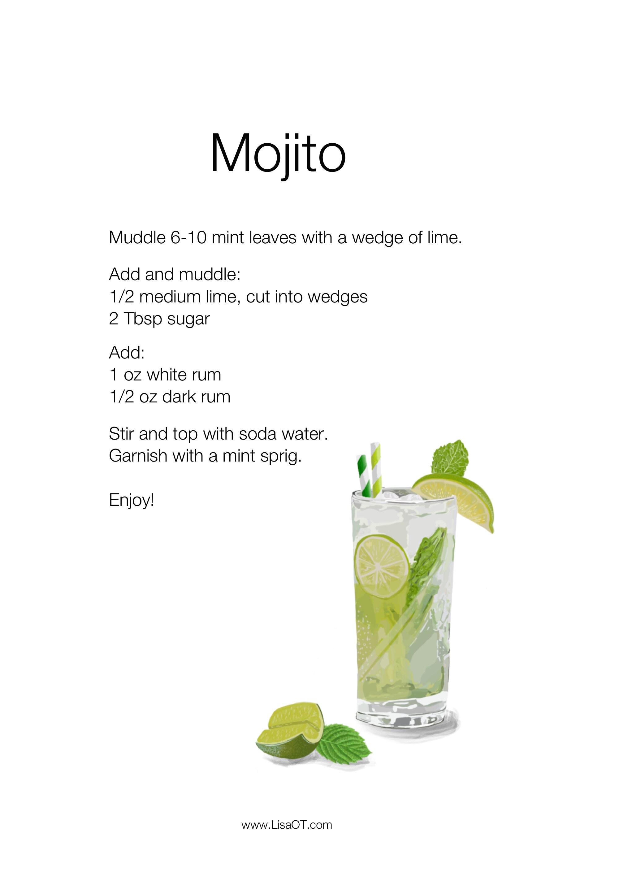 Mojito - Modern Cocktail Print - Digital Illustration - Etsy