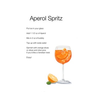 Przepis na koktajl Aperol Spritz Wydrukuj - Nowoczesna ilustracja cyfrowa