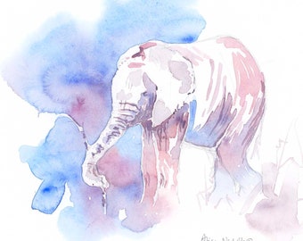 Elephant Calf, limited edition print, African wildlife, donation to conservation, Alison Nicholls