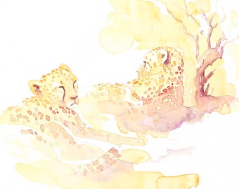 Restful, Gepard, limitierte Auflage afrikanischer Druck, große Katze, Spende für die Erhaltung, Alison Nicholls