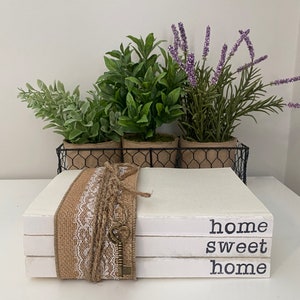 Home Sweet Home Key Book Stack, Handmade Home Decor, Housewarming Gift, New Home Gift, Stamped Books