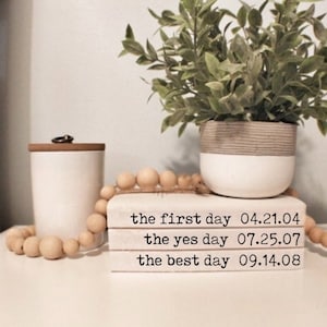 First Day Yes Day Best Day Book Stack, Engagement Gift, Wedding Gift, Wedding Decor, Gifts for Her, Custom Gift, Stamped Books