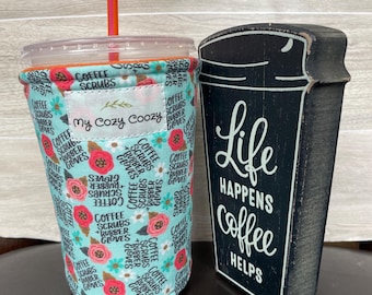 Coffee scrubs and rubber gloves  Coffee Cozy: Reusable Insulated Fabric Sleeve, Nurse Gift