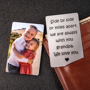 Cadeau de Noël personnalisé pour grand-père, carte photo en métal personnalisée pour portefeuille, cadeau carte en métal pour papa, nouveau cadeau carte photo en métal pour grand-père