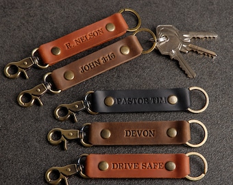 Personalized Bible Verse Leather Key Fob | Custom Biblical Symbol Keychain | Christian Gifts