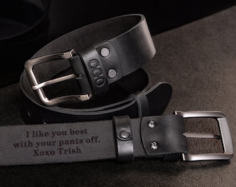 Custom Leather Belt for Men, Father's Day Gift for Husband, Anniversary Gift for Boyfriend, Personalized Leather Belt