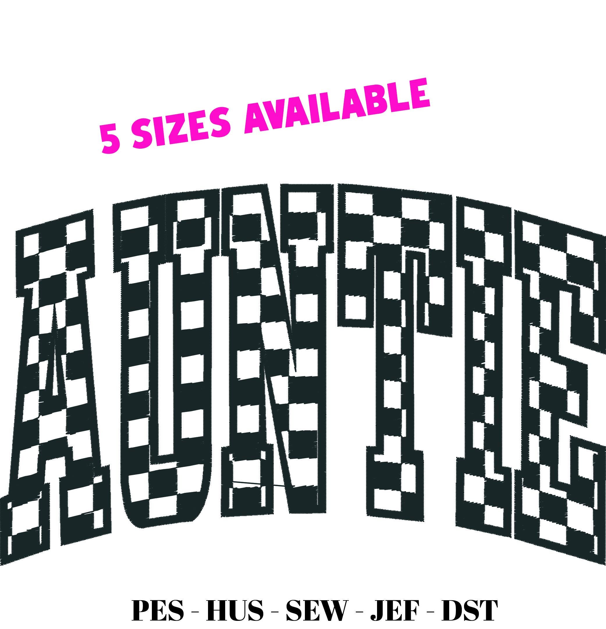 Checkered Auntie Applique Embroidery File - Etsy