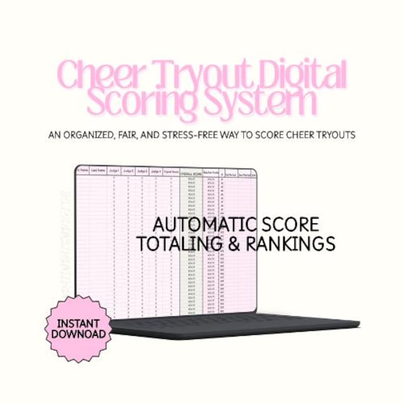 Cheer Tryout Scoring Spreadsheet | Auto-calculating Judges & Teacher ...