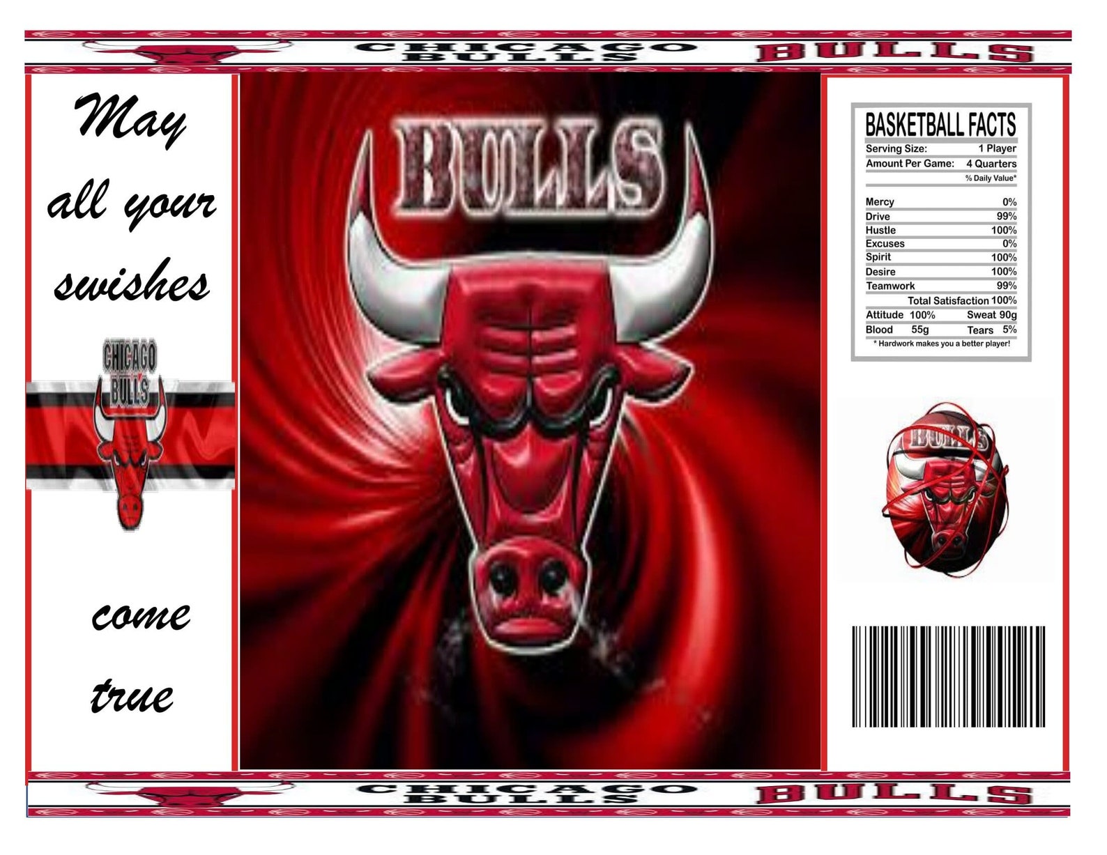Chicago Bulls Bulls digital chip bags party favors/ Etsy