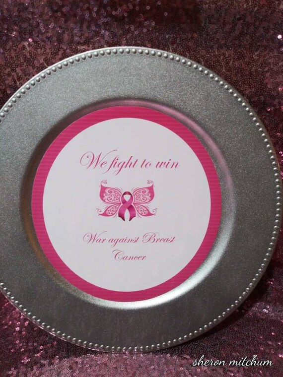 Breast Cancer Awareness Charger Inserts. Cancer Survivor Etsy
