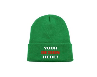 Colour Navy Personalised custom embroidered Mens//Ladies Beanie Hat Text//Logo