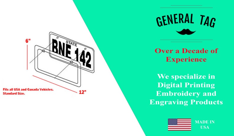 Advertise Your Logo Text Personalized License Plate Frame Customizable Personalized Custom Made Heavy Duty Auto Car Truck SUV Tag Cover