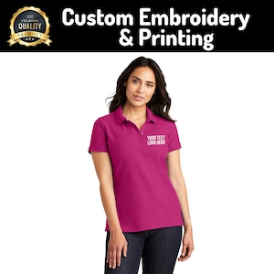 Custom Embroidered Women&#39;s Cotton Polo Shirt: Personalized Logo