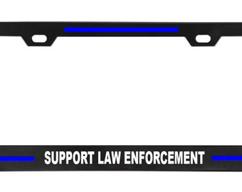 SUPPORT LAW ENFORCEMENT police support blue line thin Dogs funny car Black Metal Frame Heavy Funny Humor Countries Tag Cover bumper