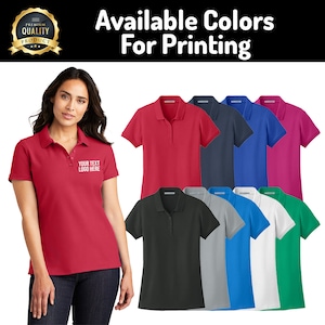 Ladies&#39; Business Wear Cotton Polo: Customized with Embroidered Company Logo.
