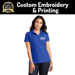 Custom Embroidered Women&#39;s Cotton Polo, Personalized Business Tee