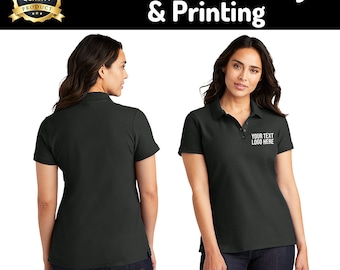 Stitched Logo Design on Women's Business Wear Cotton Polo Shirt.