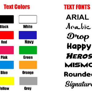 May include: Image showcasing a color palette and font styles. The top section displays color swatches with labels like "Black," "White," "Red," and "Navy." The bottom section presents font examples, including "ARIAL," "Arabic," and "Drop."