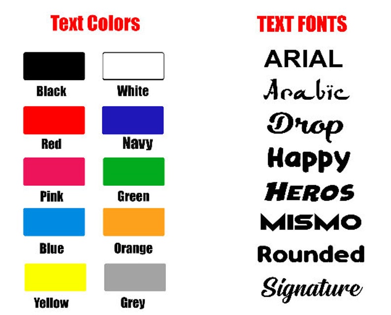 May include: Image showcasing a color palette and font styles. The top section displays color swatches with labels like "Black," "White," "Red," and "Navy." The bottom section presents font examples, including "ARIAL," "Arabic," and "Drop."