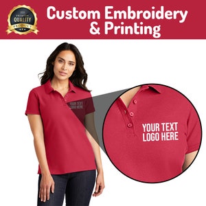 Custom Embroidered Women&#39;s Cotton Polo Shirt: Personalized Logo Design