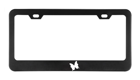 Butterfly Black Metal License Plate Frame
