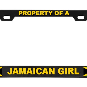 PROPERTY OF A JAMAICAN Girl Flag jamaica Black Metal Frame Heavy Funny Humor Countries Tag Cover bumper
