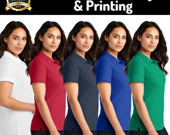 Personalized Women's Polo: Premium Quality Cotton with Stitched Athletic Logo.