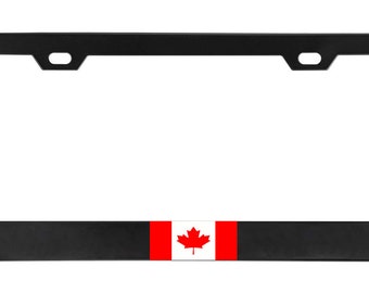 Canada Flag Country American Flags foreign Black Metal Frame Heavy Funny Humor Countries Tag Cover bumper