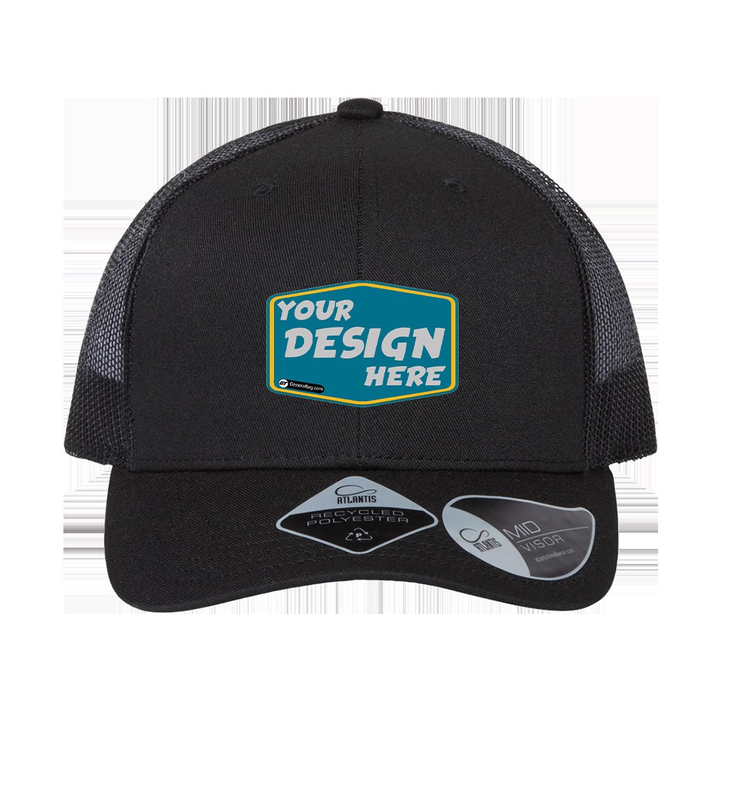 Custom ATLANTIS HEADWEAR BRYCE Trucker Cap | Personalized Embroidery Hat | Sustainable Custom Design | Bulk Orders Available