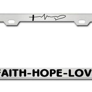 Faith Hope Amor Ritual Licencia Marco De aluminio Metal Cromo Negro