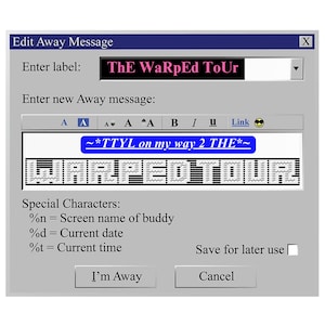Nostalgic Away Message Editable File (Canva)
