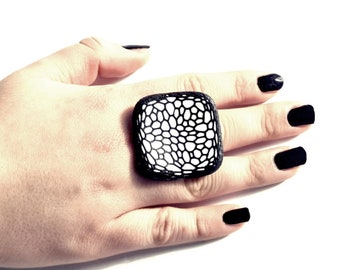 Geometrische Ring, moderner Ring, verstellbarer Ring für Frauen, einzigartiger Ring, Modeschmuck, großer zeitgenössischer Ring, übergroße Statement-Ring