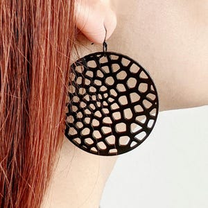 Geometric Black Statement Earrings Big Hypoallergenic Earrings Unique Modern Large Dangle Earrings Cool Drop Earrings Jewelry Gift for Women