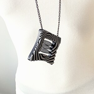Statement modern long chain necklace with abstract geometric pendant for women