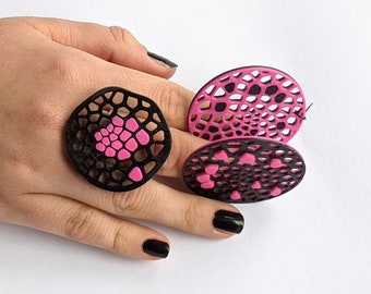 Jewelry Set, Cool Earrings and Chunky Ring, Unique Big Earrings and Adjustable Trendy Ring, Earrings Ring Set, Statement Jewelry Set