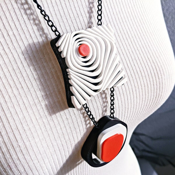 Statement Geometric Unique Necklace Contemporary Long Chain Necklace Modern Pendant Necklace Abstract Boho Pendant